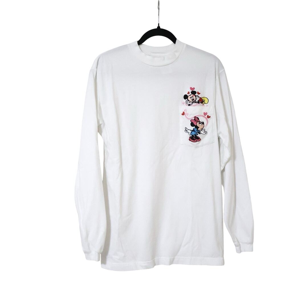 Vintage The Disney Catalog Mickey Mouse Minnie Embroidered Long Sleeve Shirt S